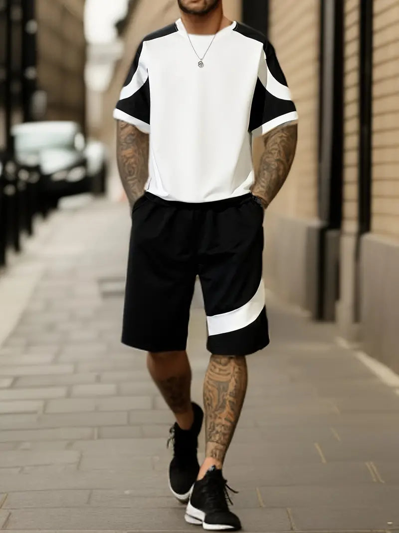 Maillot de sport homme noir blanc court