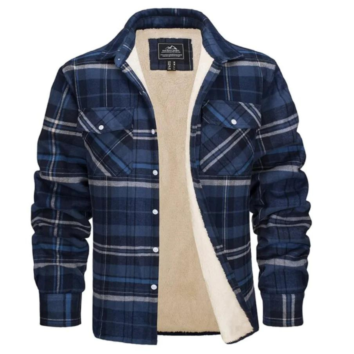 Veste en Flanelle Douce pour Homme avec Poches et Doublure Chaude