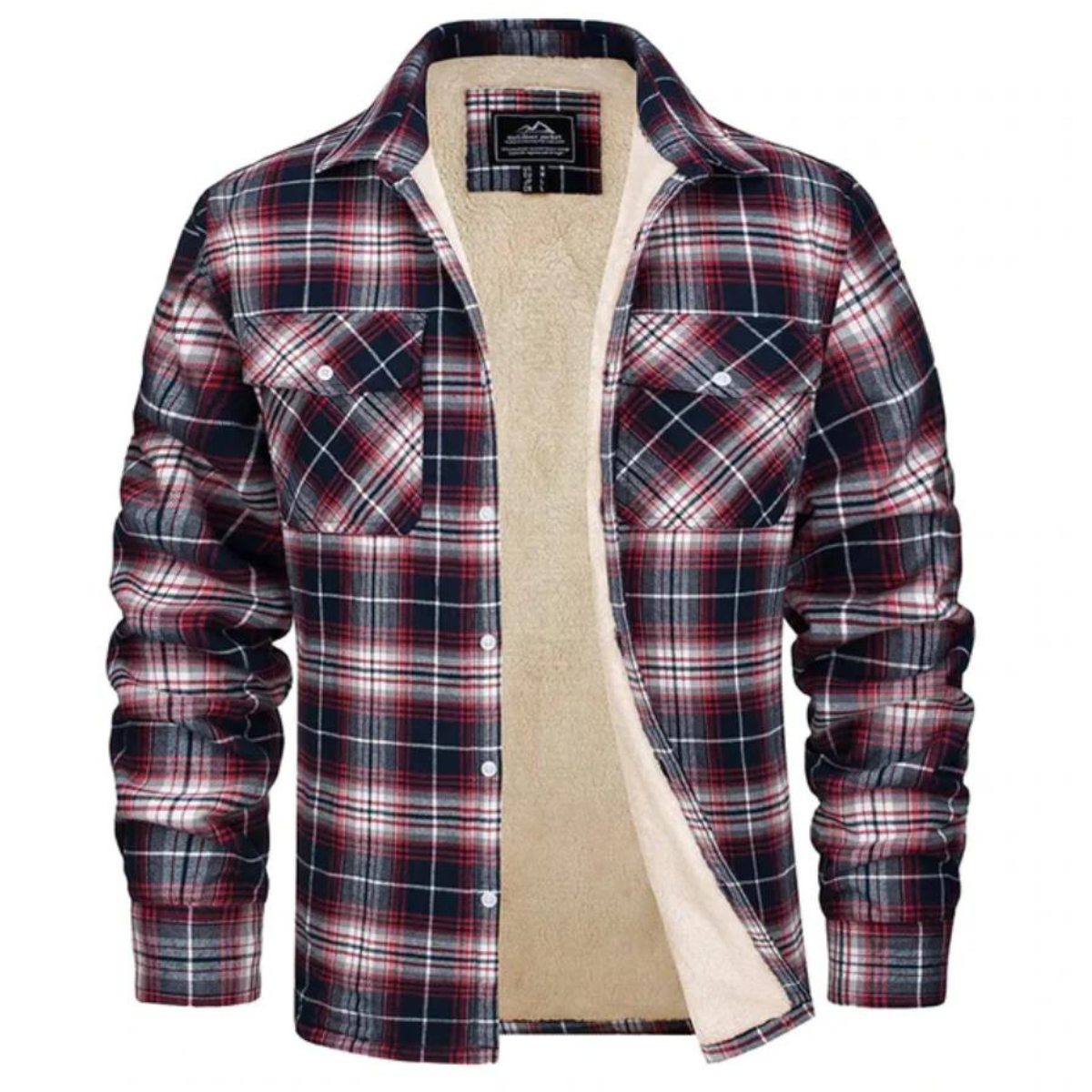 Veste en Flanelle Douce pour Homme avec Poches et Doublure Chaude