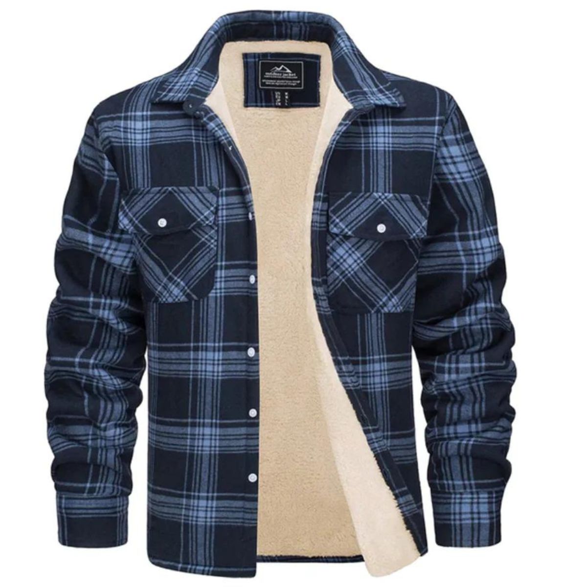 Veste en Flanelle Douce pour Homme avec Poches et Doublure Chaude