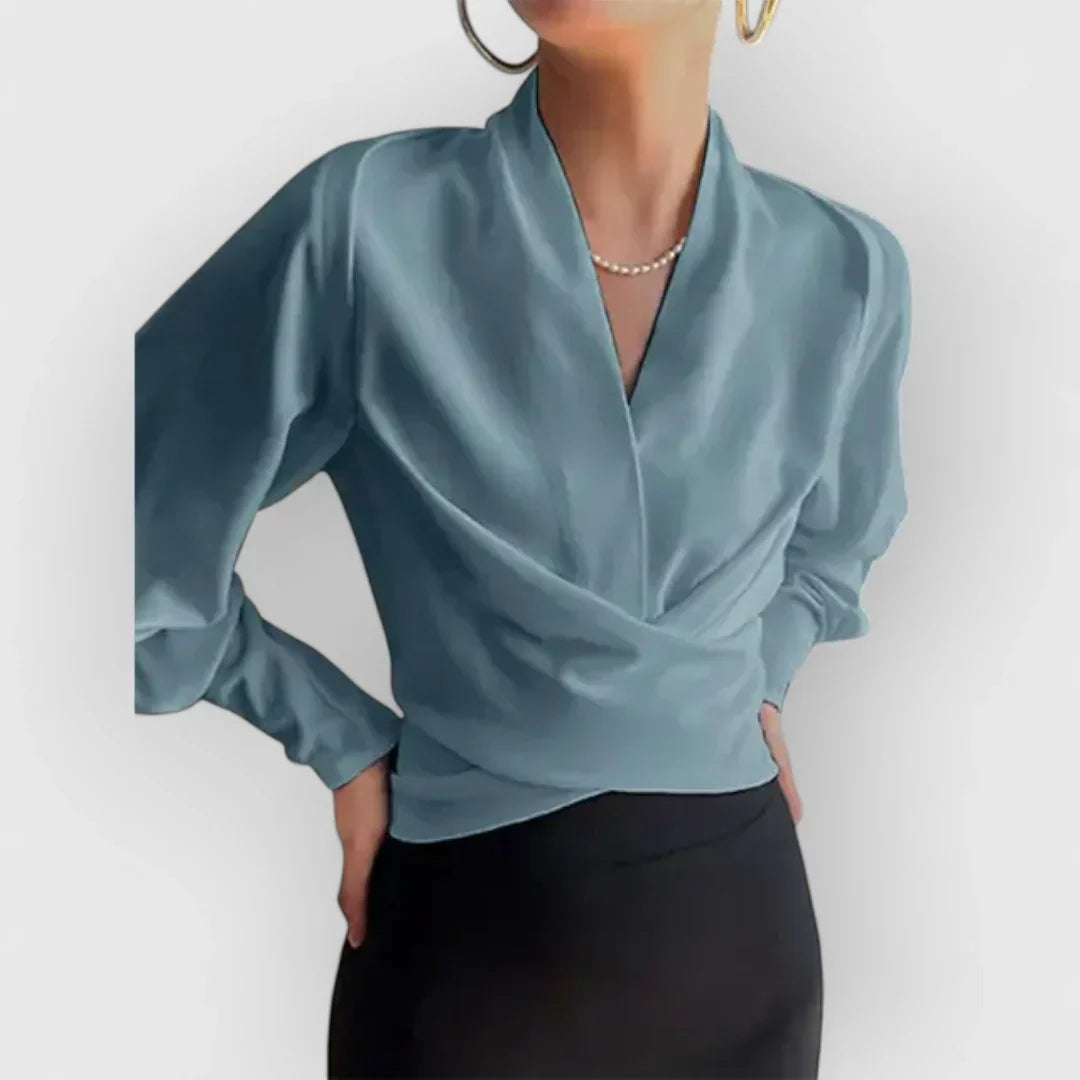 Blouse Féminine Élégante Manches Voilées pour Femme