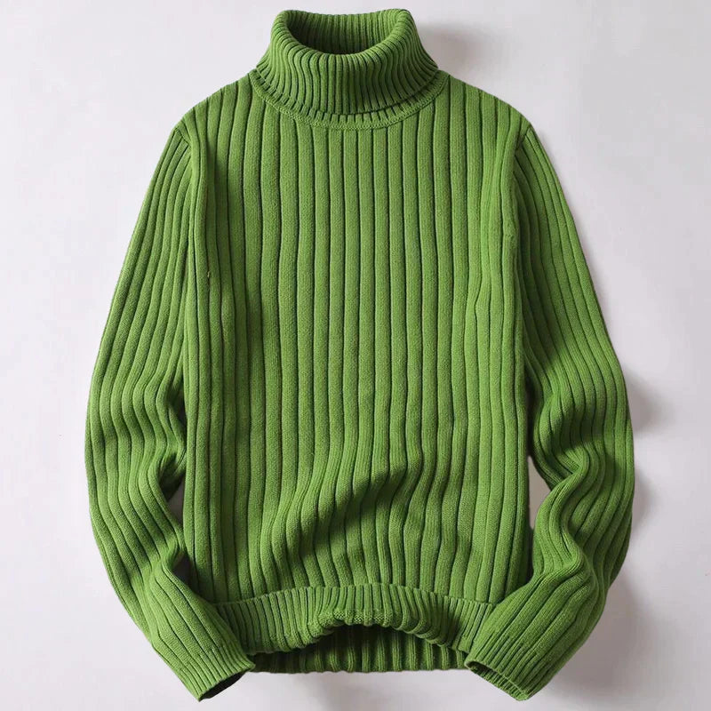 Pull Homme Tricot Marine à Col Enroulé