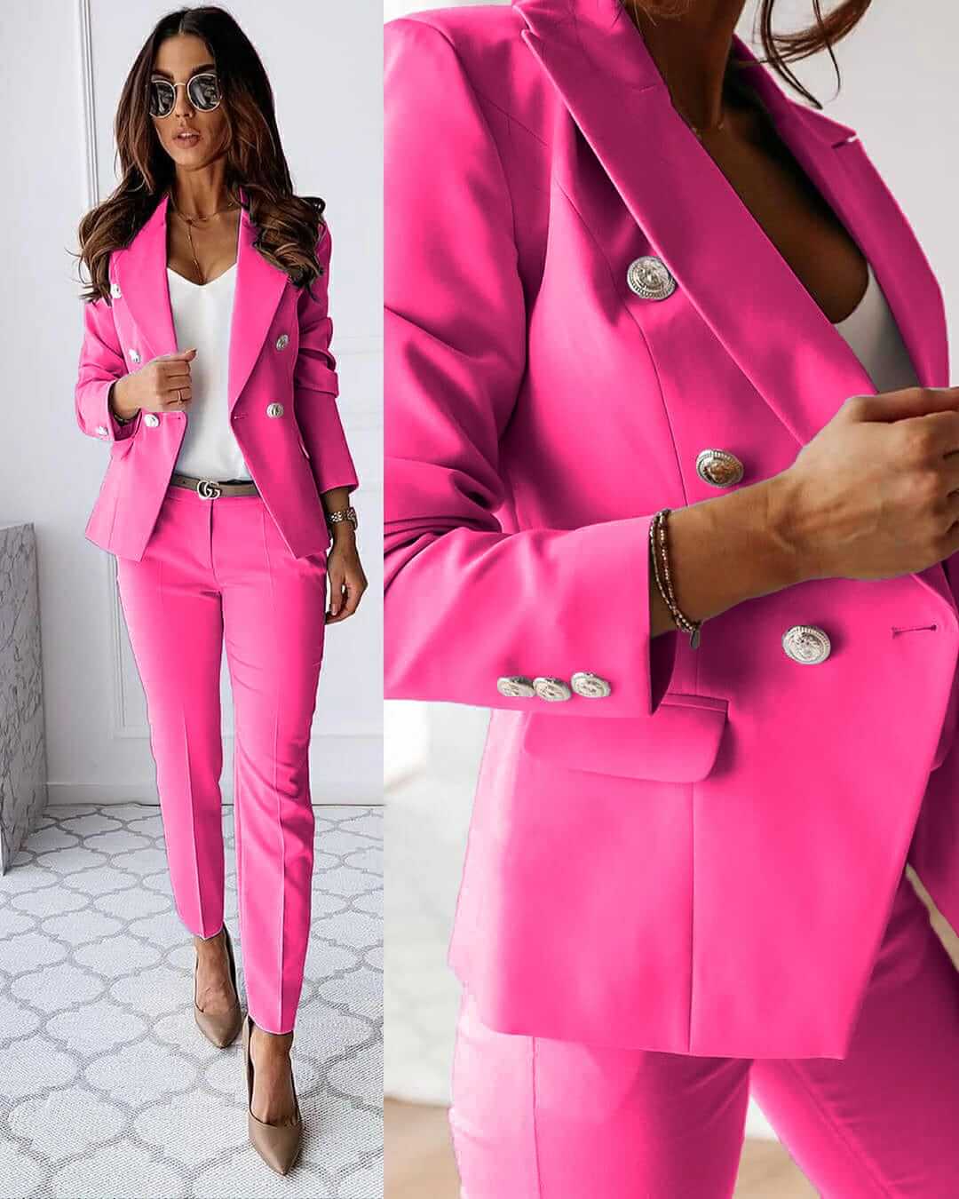Costume Femme Élégant - Ensemble Classique avec Veste Avant-Garde & Pantalon Slim Chic