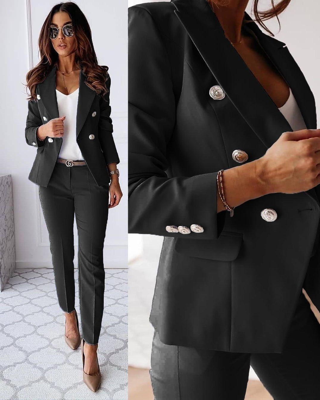 Costume Femme Élégant - Ensemble Classique avec Veste Avant-Garde & Pantalon Slim Chic - LuxeStyle