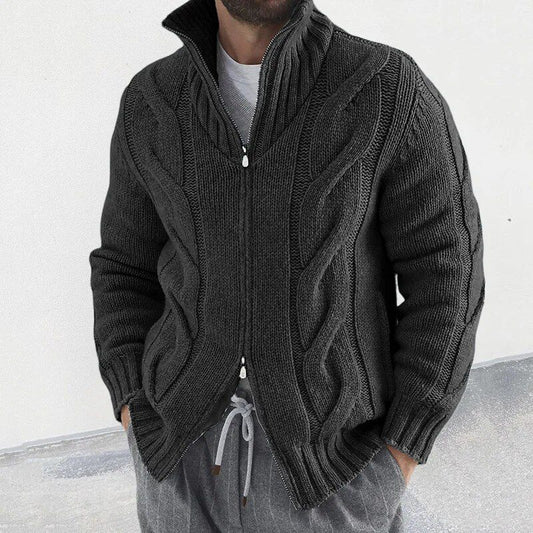 Cardigan D'hiver Zippé À Col Roulé Pour Homme | Manches Longues