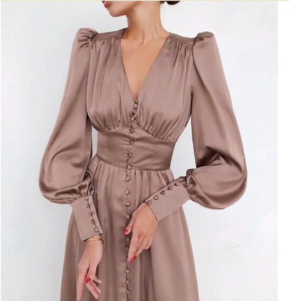 Arya™ – Robe Longue Femme Élégante en Satin Polyvalente