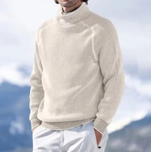 Pull Homme Côtelé Chaleureux Beige - LuxeStyle