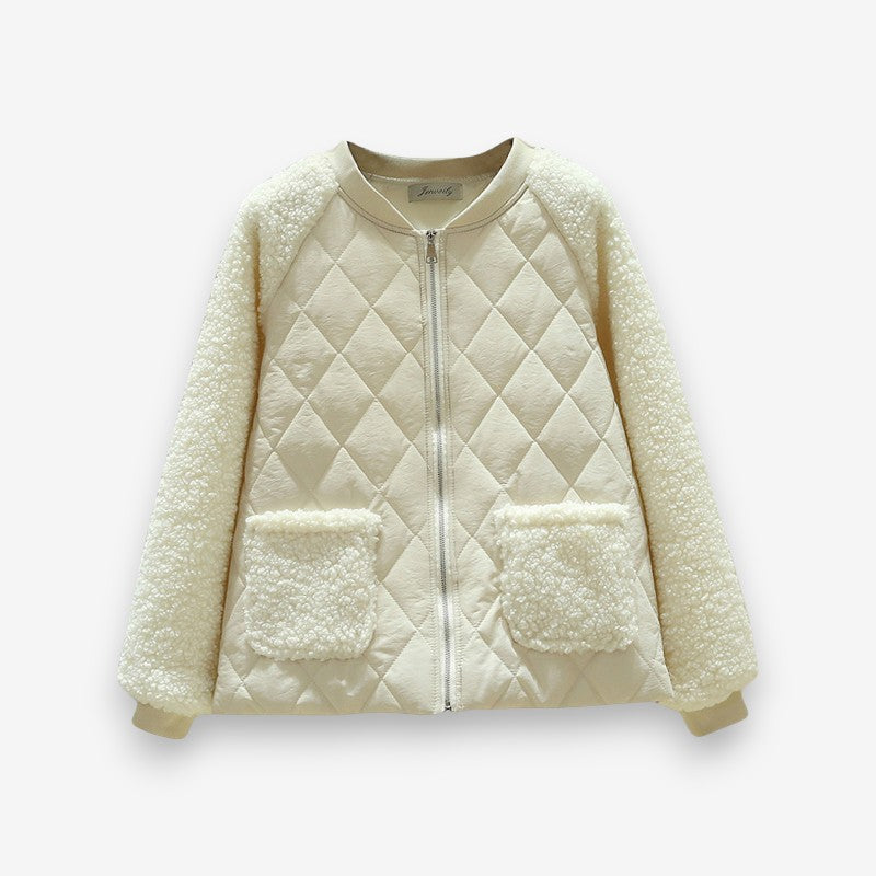 Veste zippée confortable à manches longues col rond poches côtés