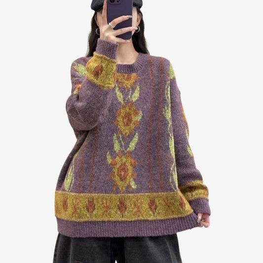 Pull Femme Floral Élégant à Manches Longues - LuxeStyle