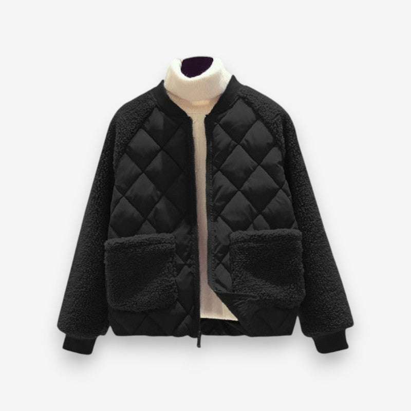 Veste zippée confortable à manches longues col rond poches côtés