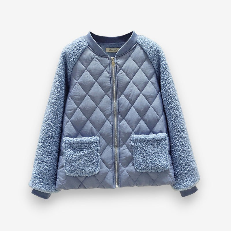 Veste zippée confortable à manches longues col rond poches côtés