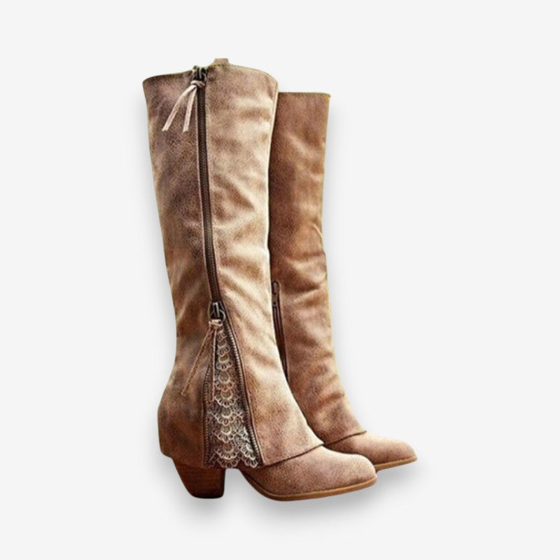 Bottes Femmes Élégantes à Talon Bloc et Fermeture Éclair - LuxeStyle