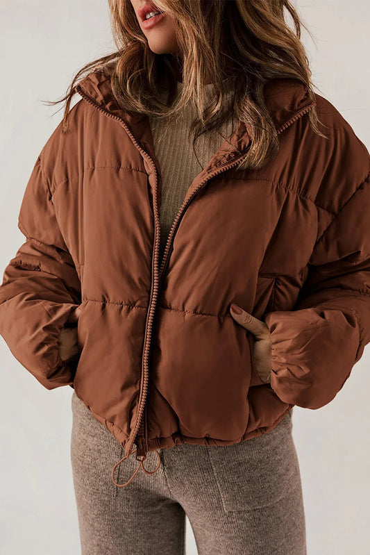 Parka Femme Hiver Élégante - Doudoune Courte Oversize au Col Montant - LuxeStyle