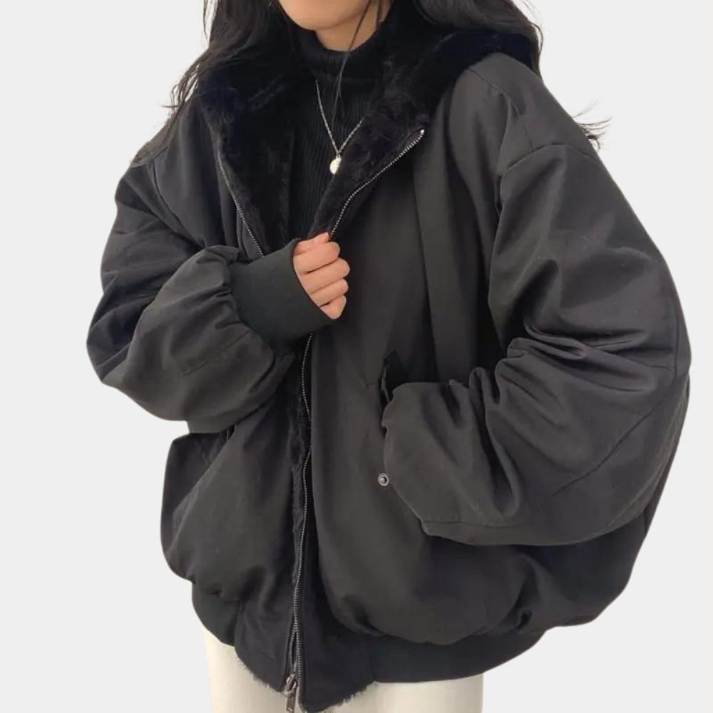 Veste Hiver Femme Élégante avec Capuche et Doublure Chaude