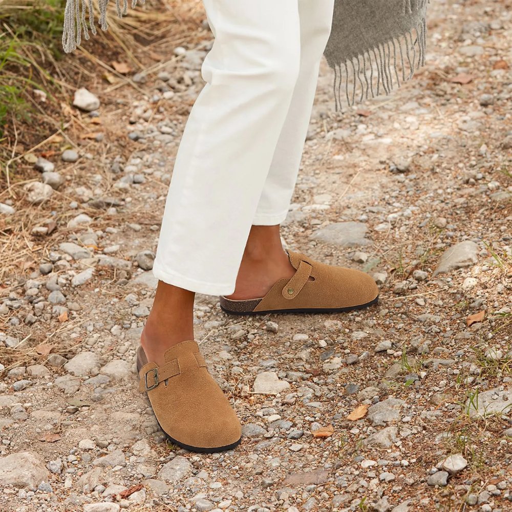 Sabots Femme Daim Doux avec Boucle Adjustante & Semelle Confortable - LuxeStyle