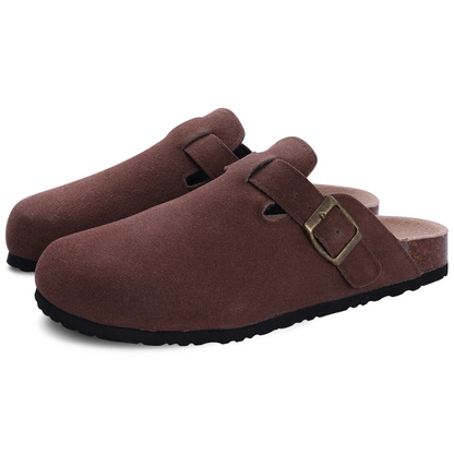 Sabots Femme Daim Doux avec Boucle Adjustante & Semelle Confortable