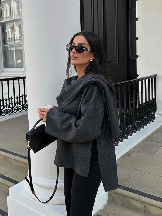 Pull Femme Chic avec Écharpe Coordinée - BlxckFR