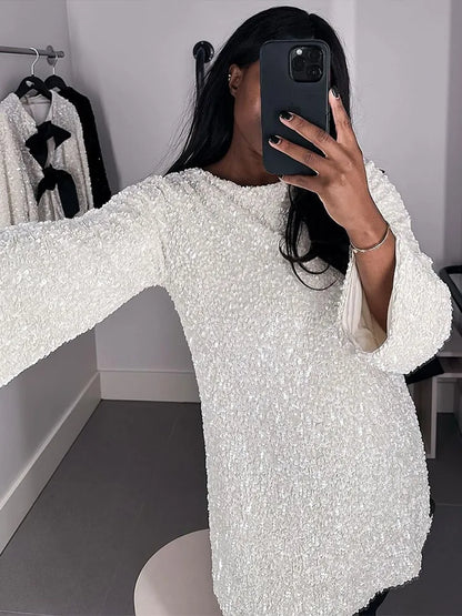 Robe de Cocktail Élégante à Paillettes pour Femmes