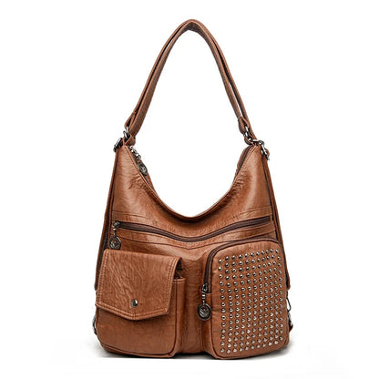 Sac à dos cuir brun femme élégant