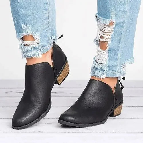 Bottines Féminines Beige à Talon Plat