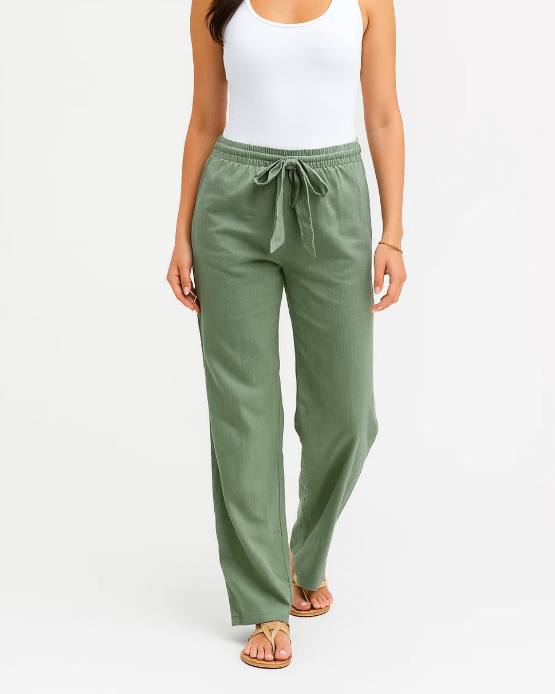 Pantalon Lin BlancÉlégant pour Femme