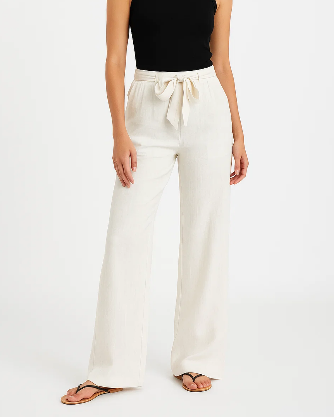 Pantalon Lin BlancÉlégant pour Femme - LuxeStyle