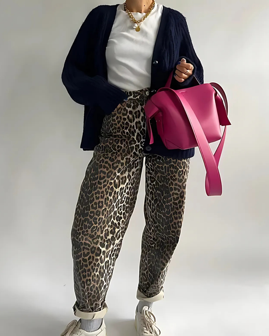 Jean Élégant Femme Léopard Actuel & Taille Relax - LuxeStyle