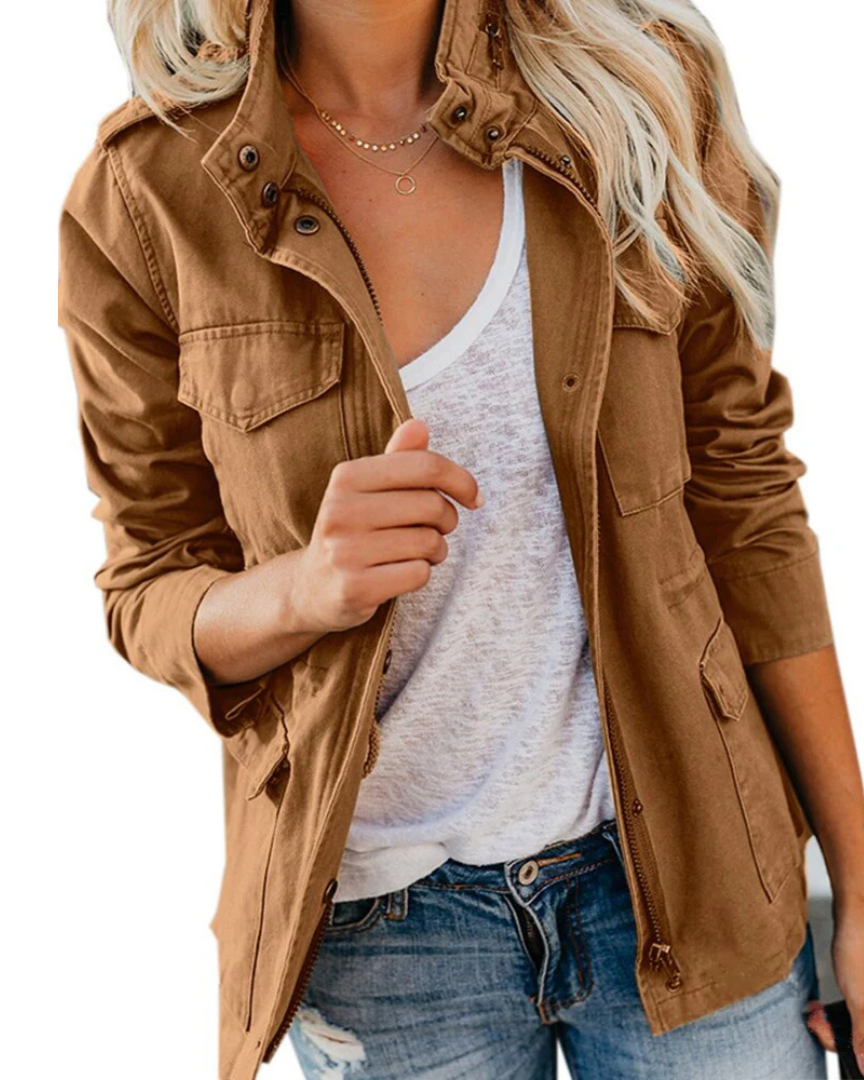 Veste Femme Camouflage Chic à Manches Longues