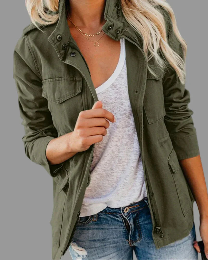 Veste Femme Camouflage Chic à Manches Longues - LuxeStyle