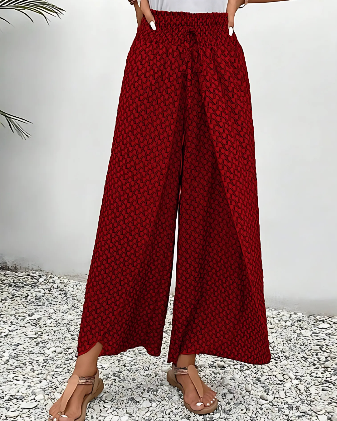 Pantalon décontracté vert imprimé pour femme