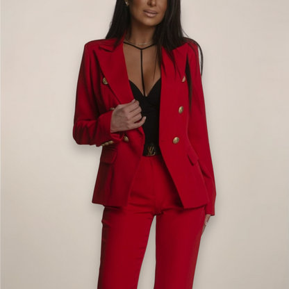 Costume Femme Élégant 2 Pièces Vert Olive