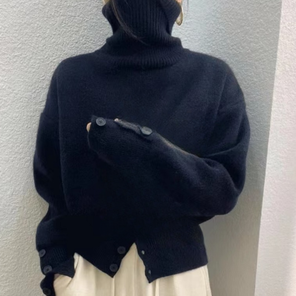 ELMA - Pull Col Montant Confortable pour Femmes