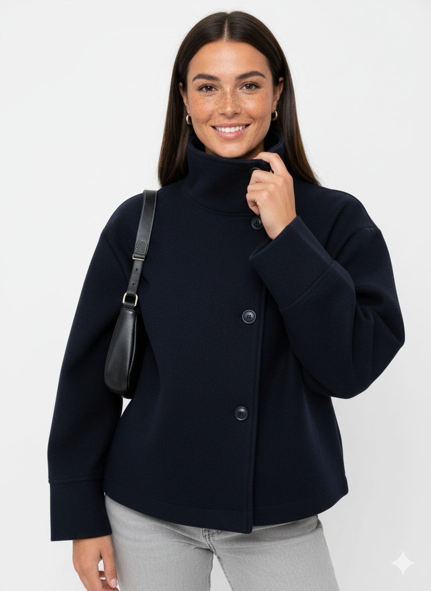 Veste Femme Élégante - Manteau Court Chic avec Col Haut & Coupe Féminine - LuxeStyle