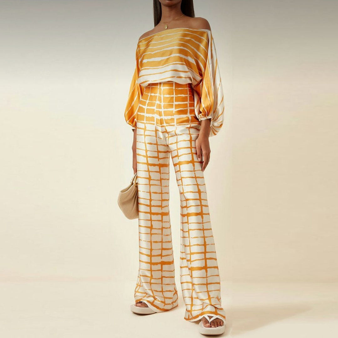 Ensemble Élégant Femme - Haut Décolleté et Pantalon Fluide