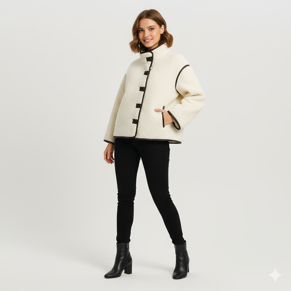 Veste Hiver Femme Chic – Col Boutonné & Manches Longues pour Froid