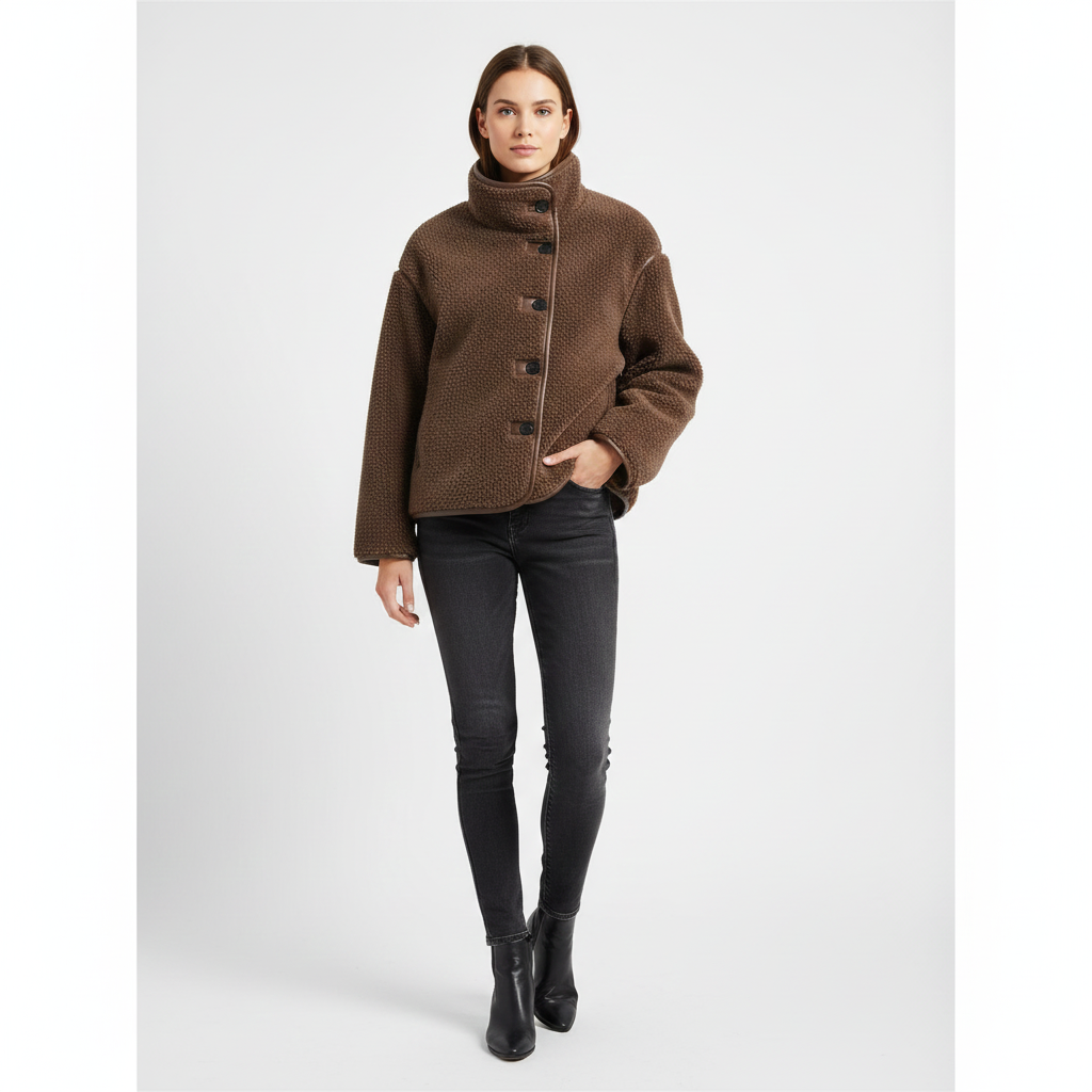 Veste Hiver Femme Chic – Col Boutonné & Manches Longues pour Froid - LuxeStyle