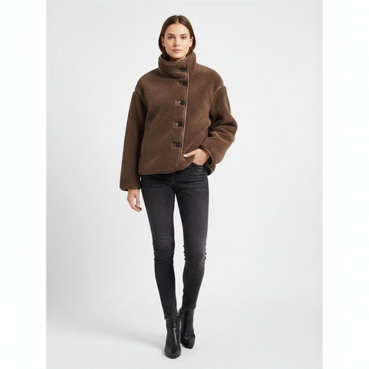 Veste Hiver Femme Chic – Col Boutonné & Manches Longues pour Froid - LuxeStyle
