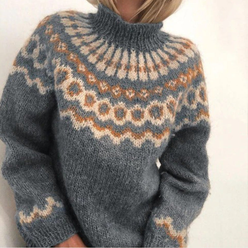 Pull Femme Nordique Douillet – Tricot Mohair 100% Taille Relâchée