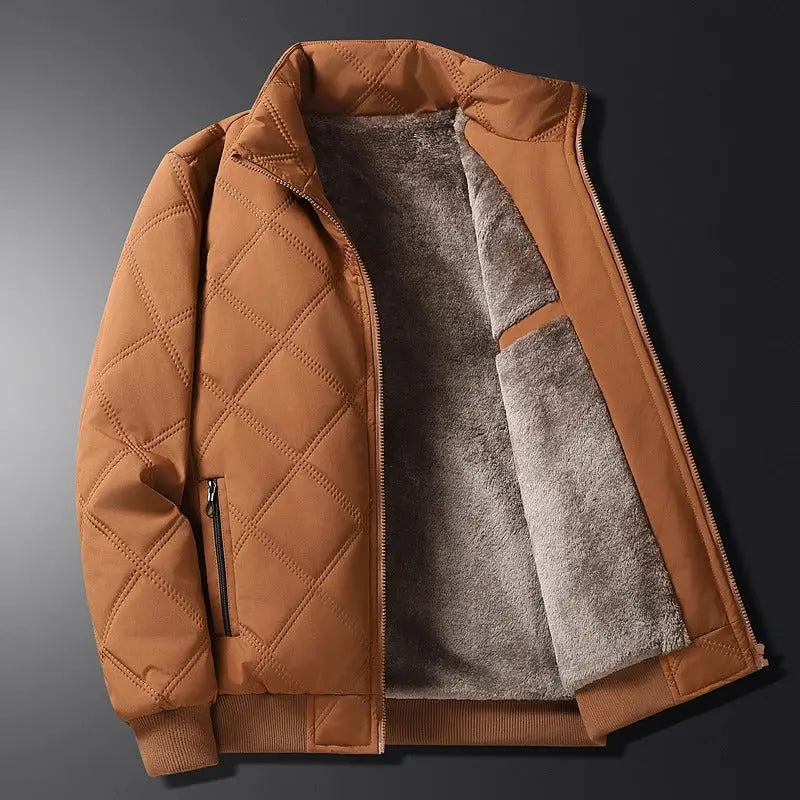 Veste hivernale brune à doublure fourrée pour homme - LuxeStyle