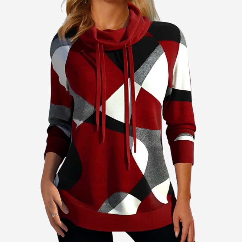 Sweat-shirt femme tendance à manches longues et col haut