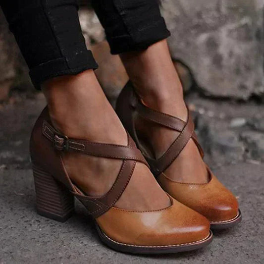 Chaussures Hauts Talons Cuir Brun Féminines - LuxeStyle