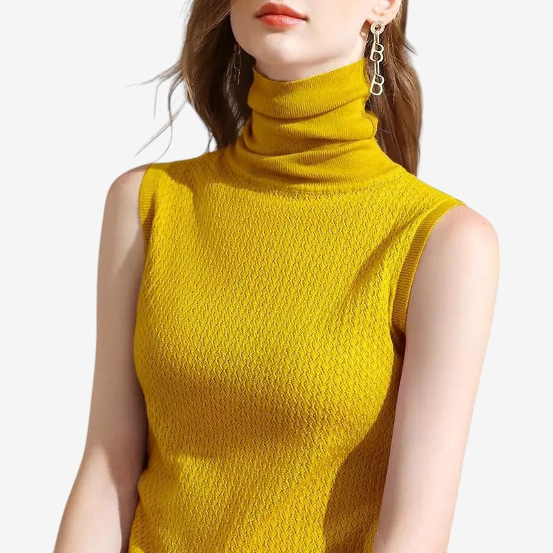 Débardeur femme tricoté col rond et slim fit