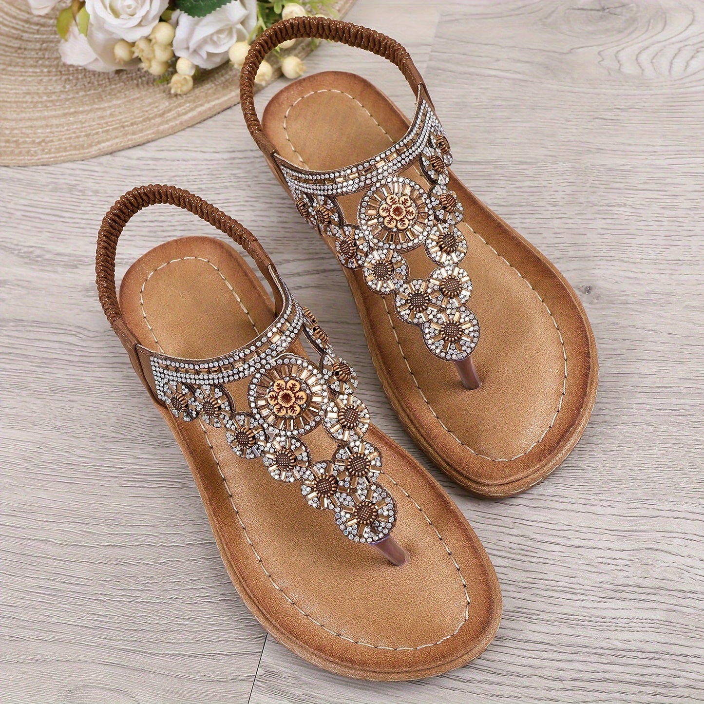 Zafelya™ – Sandales Femme Chic et Confortable à Strass Été Plates