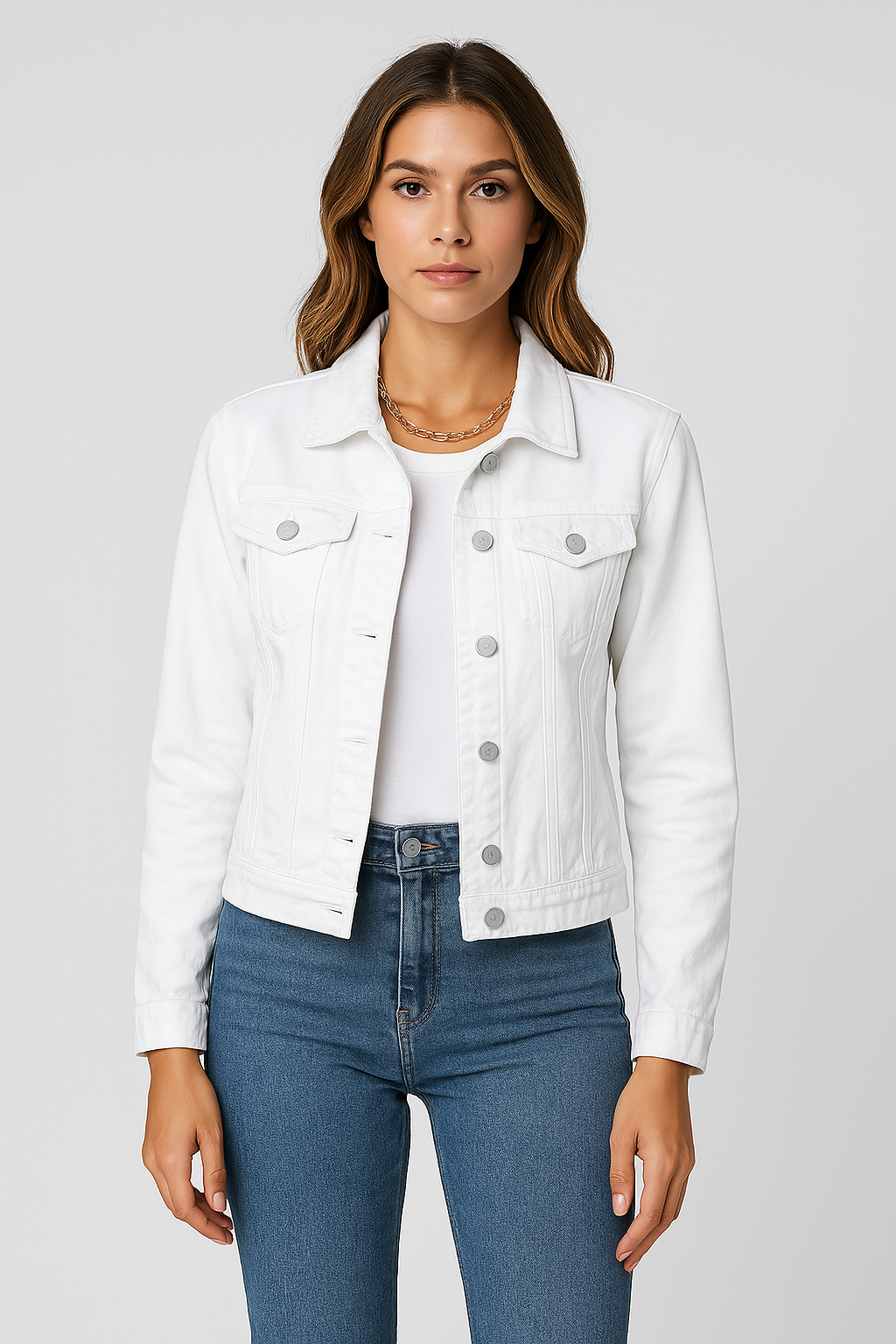 Veste Jean Féminine – Veste Court Style Chic en Coton Robuste avec Col Élégant