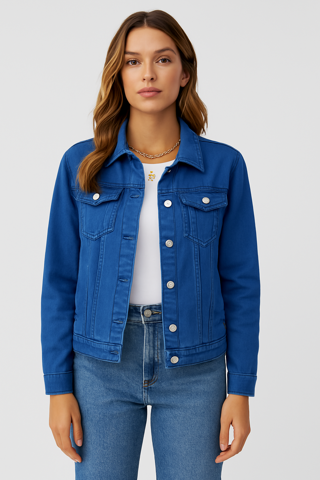Veste Jean Féminine – Veste Court Style Chic en Coton Robuste avec Col Élégant