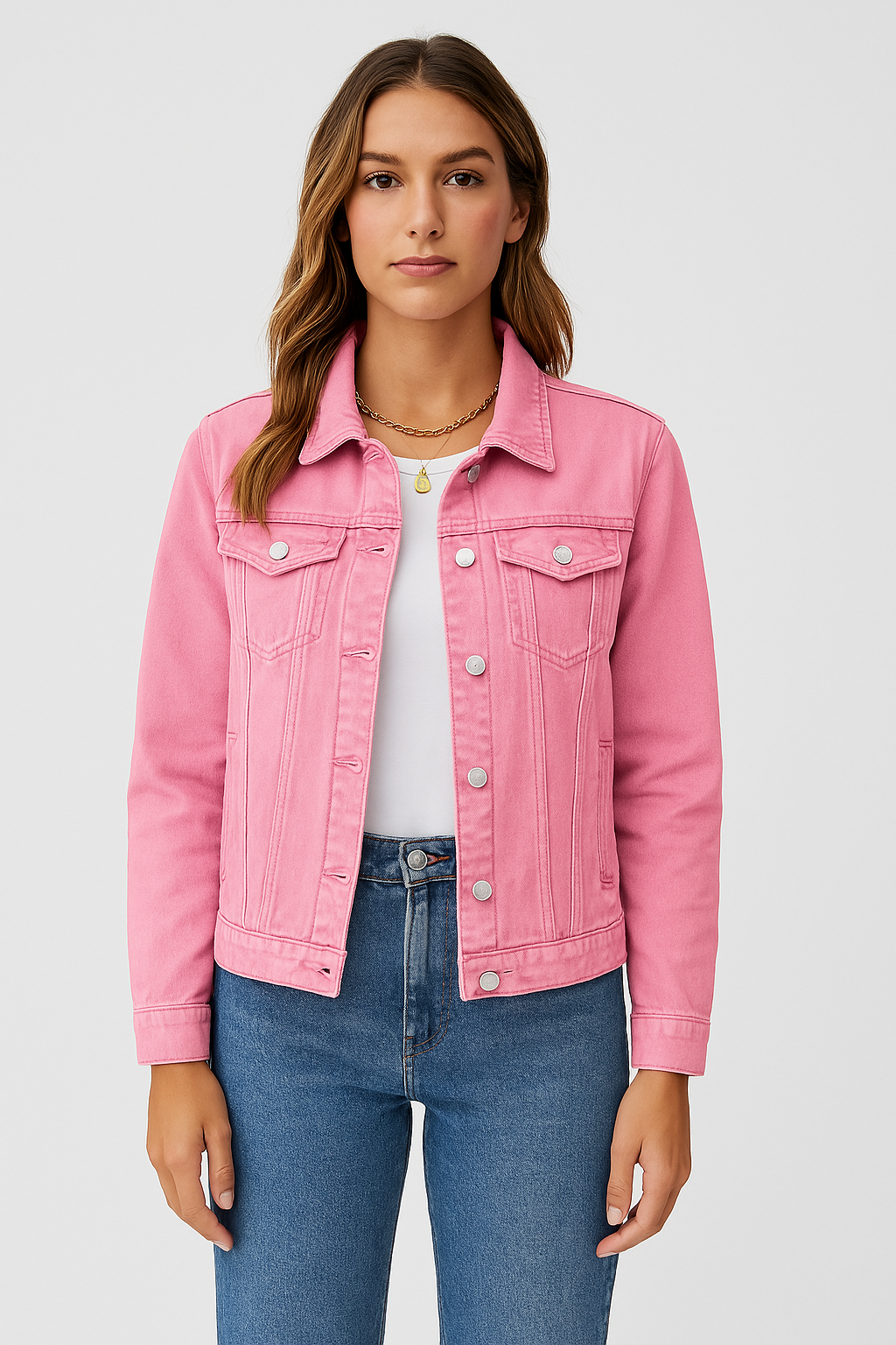 Veste Jean Féminine – Veste Court Style Chic en Coton Robuste avec Col Élégant