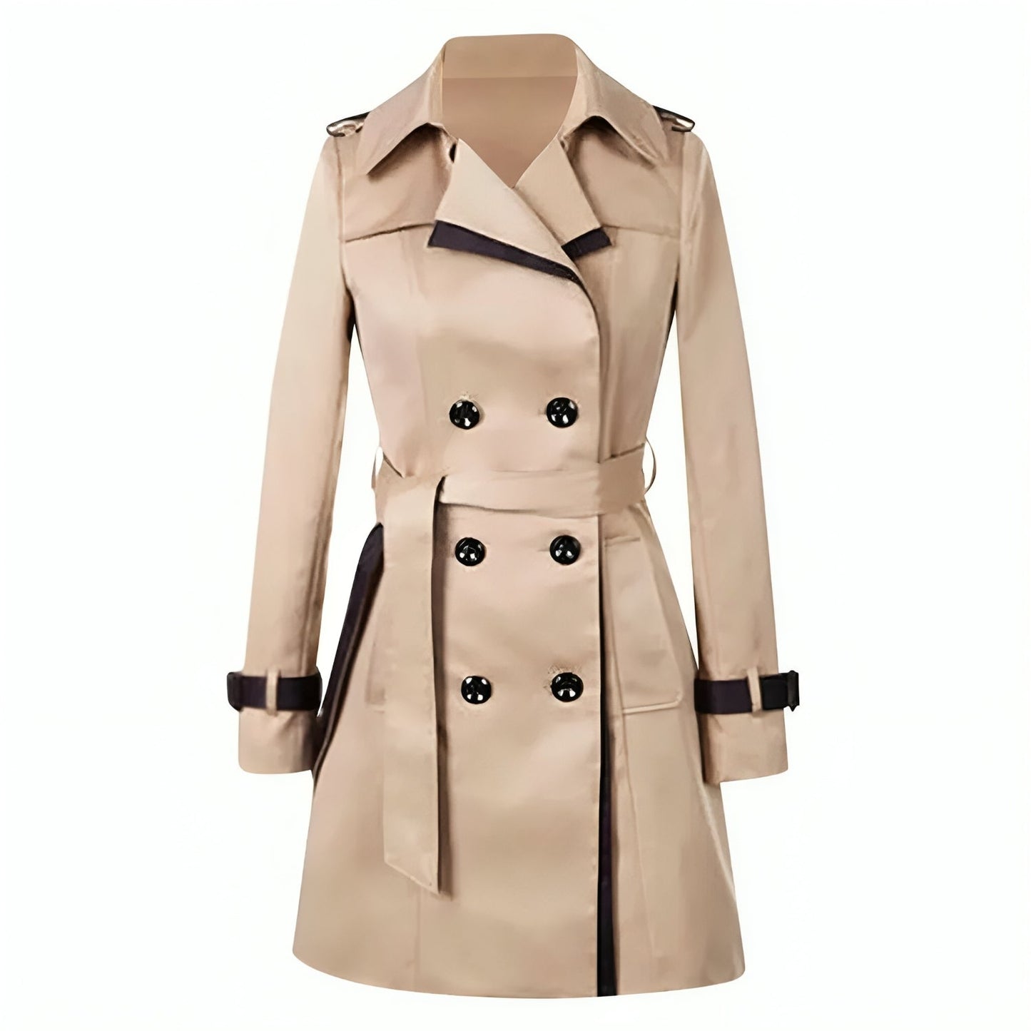 Manteau Trench Élégant Beige Boutonné pour Femme - LuxeStyle