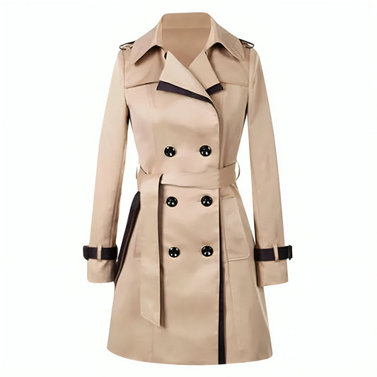 Manteau Trench Élégant Beige Boutonné pour Femme - LuxeStyle