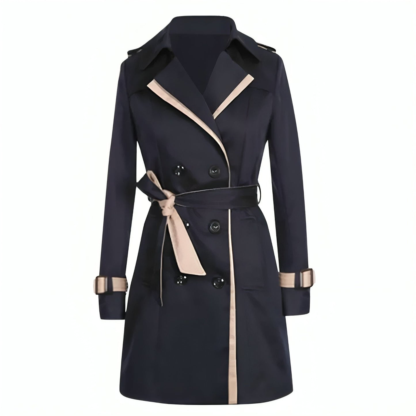 Manteau Trench Élégant Beige Boutonné pour Femme