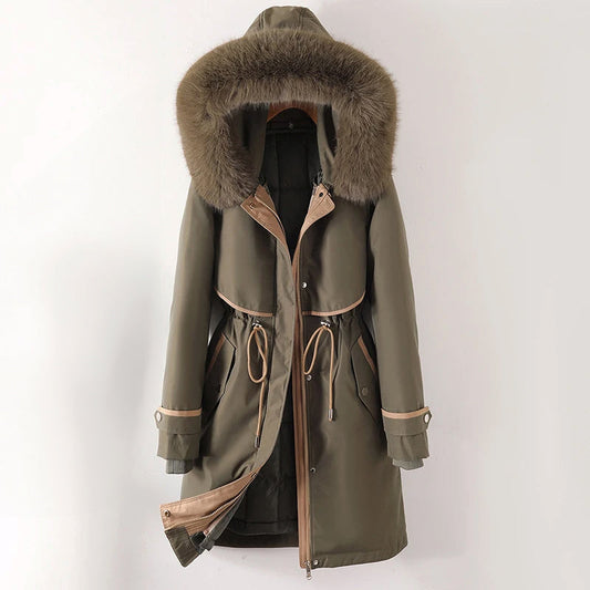 Manteau Femme Hiver Élégant avec Capuche et Ceinture Réglable - LuxeStyle